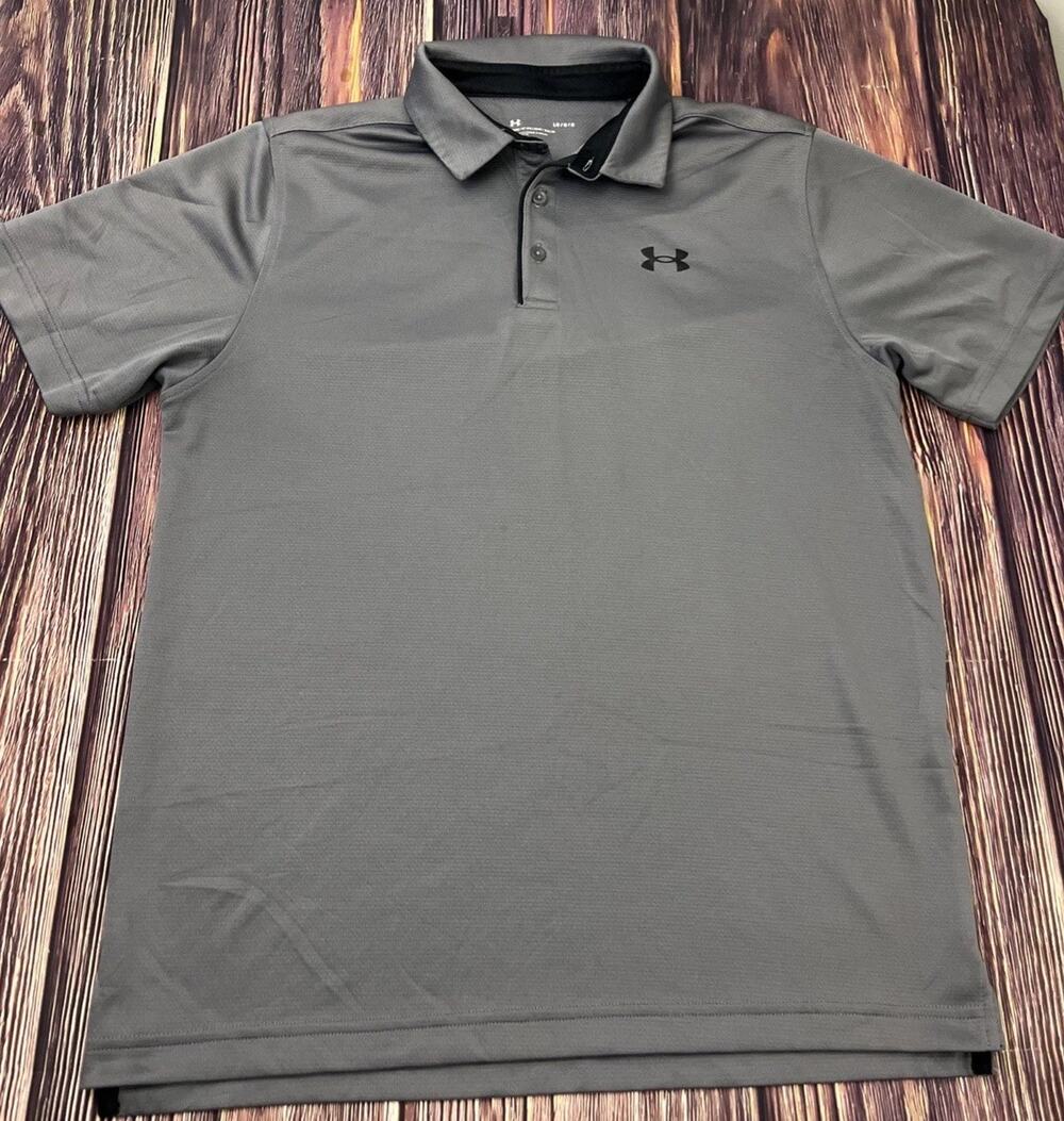Under Armour Shirt Men's Large Loose Gray Polo Golf Polyester